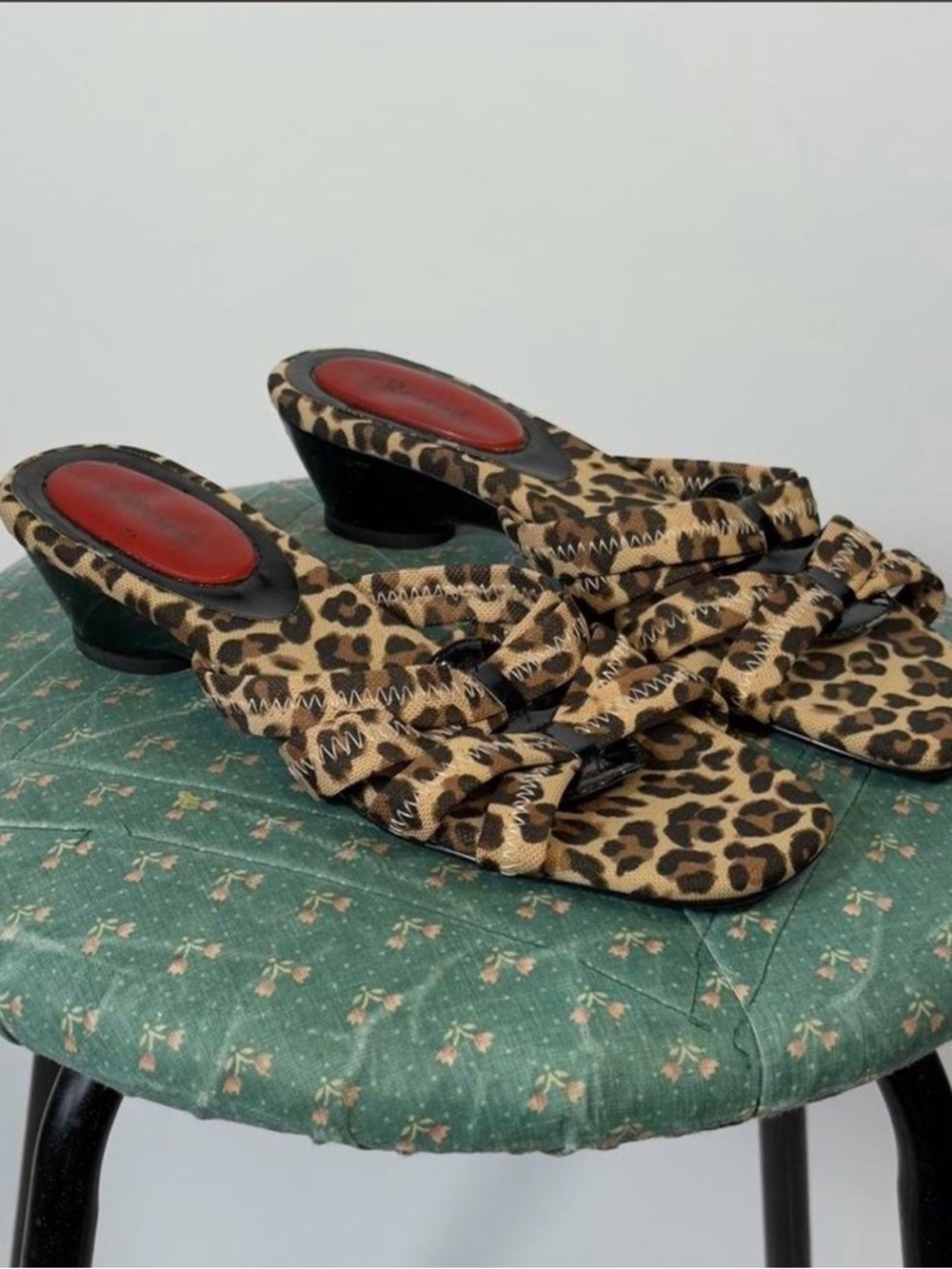 J.Renee Leopard Print Knot-Front Mules in Brown and Black